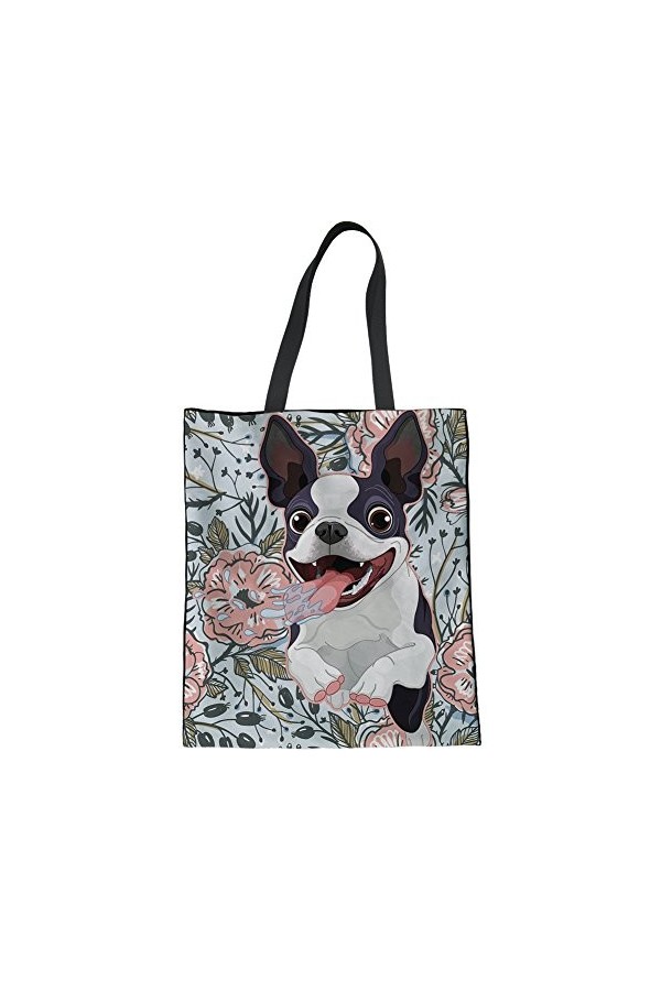 HUGS IDEA Sac fourre-tout en toile imprimé chien, Yorkshire Terrier, Medium