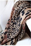 Vikenner - Écharpe longue en mousseline de soie - Imprimé léopard - Pour femme - -
