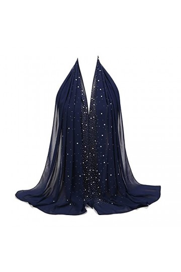 Hijab Foulard musulman pour femme - Strass diamant en mousseline de soie douce - Hijab - Foulards modernes en mousseline isla
