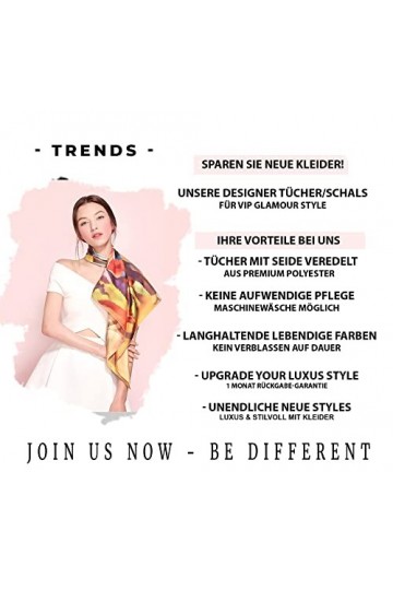 LA FERANI Élégant foulard en soie design 90 x 90 cm | Écharpe pour femme avec écharpe en satin de soie | Écharpe en soie dau