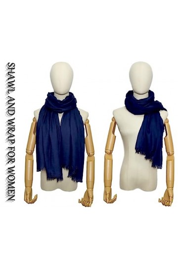 Foulard dété léger et long en gaze pour femme - 190 x 109 cm, bleu marine, taille unique