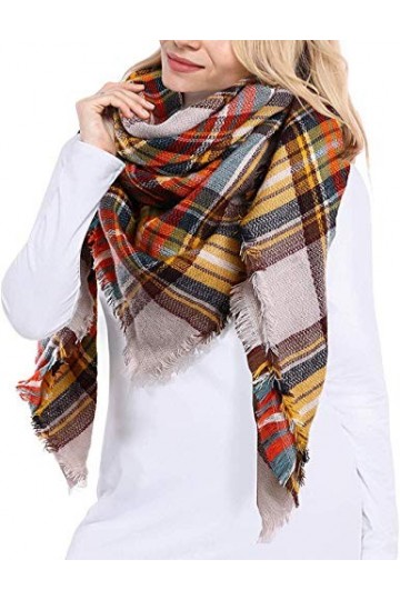 PUMYPOREITY Écharpe pour femme à carreaux, Chale Foulard pour lhiver et lautomne Douce Chaude Grand Tartan Ecossaise Stole 