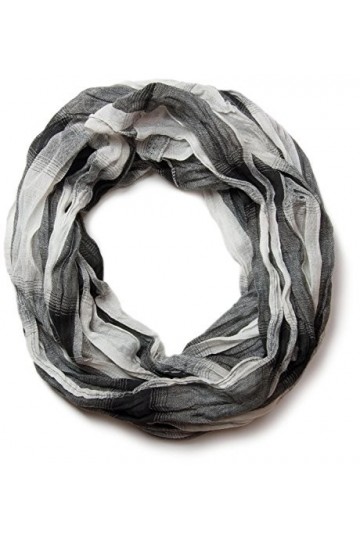 styleBREAKER Écharpe tube snood avec motif à carreaux et rayures, unisexe 01018036, couleur:Noir-gris