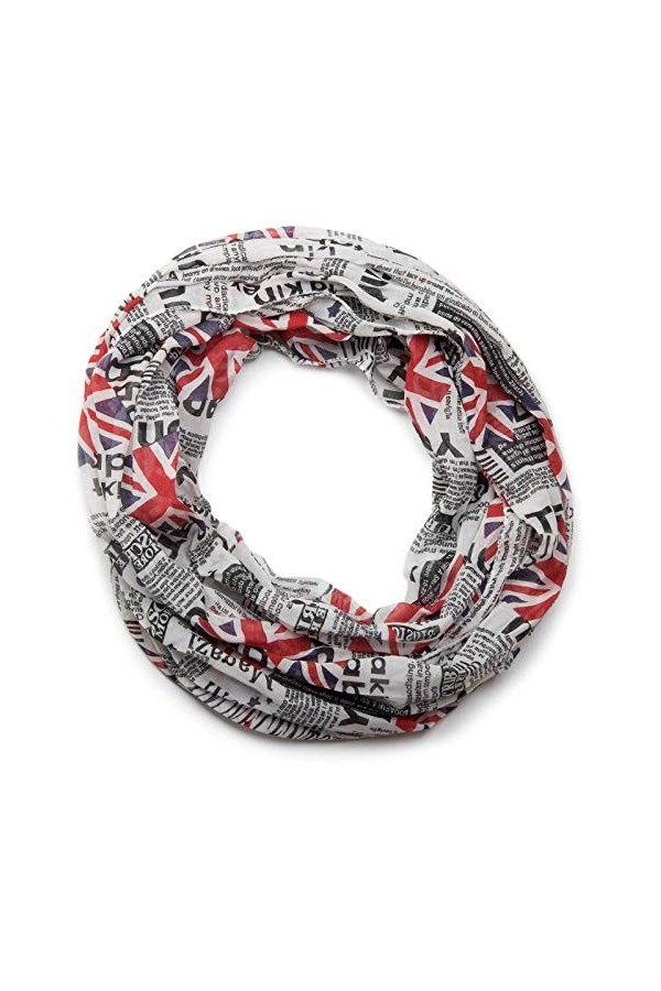 styleBREAKER Echarpe - Motif Drapeau Angleterre - Légère et Soyeuse, Unisexe 01016078, couleur:blanc