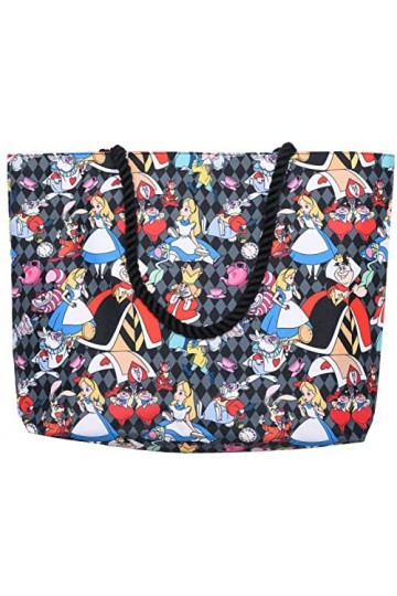 Disney Tote Alice in Wonderland Queen Hearts Cheshire Cat Mad Hatter Print Bag