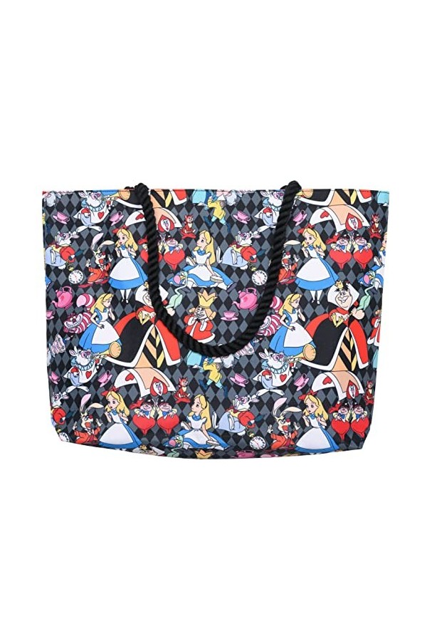 Disney Tote Alice in Wonderland Queen Hearts Cheshire Cat Mad Hatter Print Bag