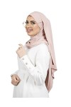 Hijab à enfiler à nouer avec ouvertures pour lunettes/écouteurs pour femme musulmane voilée Rose Poudré 