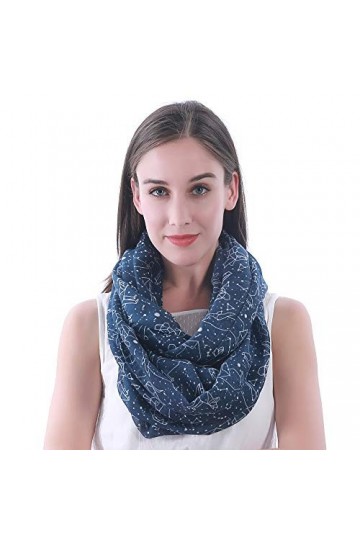 Lina & Lily écharpe tube imprimé constellations et étoiles Bleu marine 