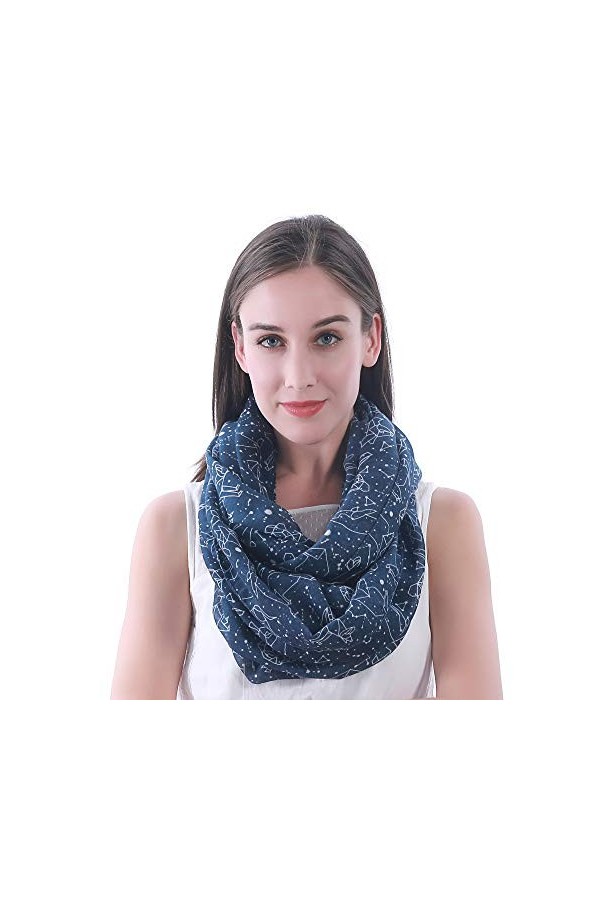 Lina & Lily écharpe tube imprimé constellations et étoiles Bleu marine 
