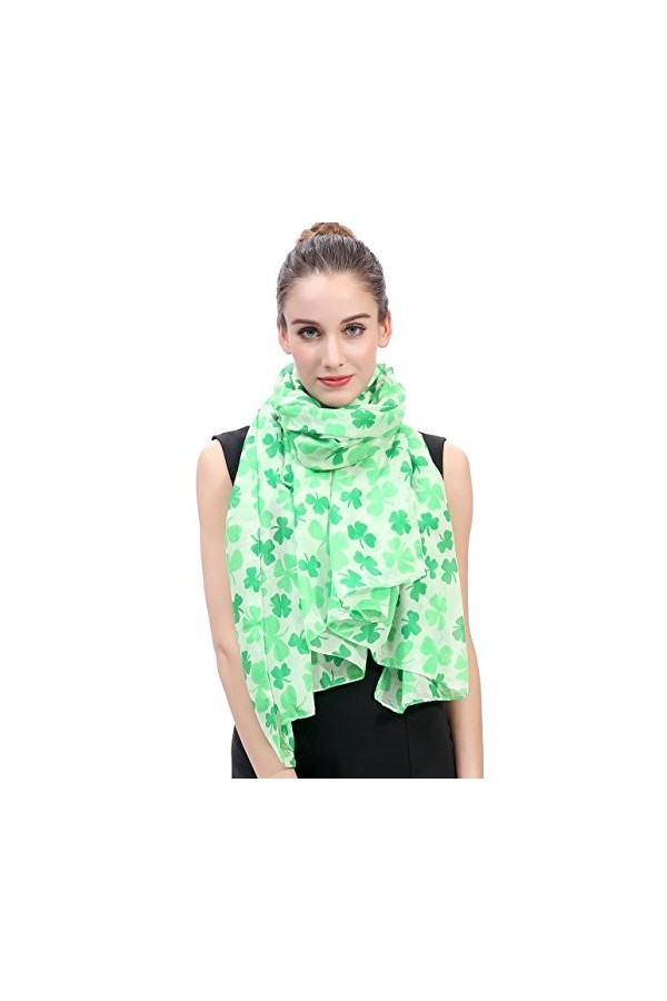 Lina & Lily Écharpe Foulard pour Femme Imprimé St Patrick Vert Trèfle Vert 