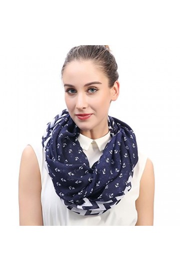 Lina & Lily foulard tube imprimé ancres Chevron/Ancres-Bleu 