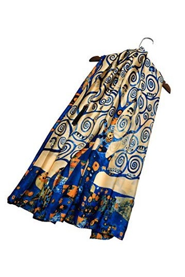 SEW ELEGANT Van Gogh Monet Klimt Peinture Impressionnisme Beaux Arts Foulard En Soie Bleu ciel 