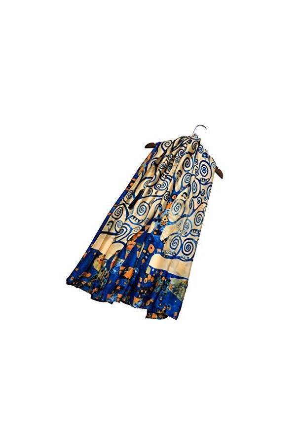 SEW ELEGANT Van Gogh Monet Klimt Peinture Impressionnisme Beaux Arts Foulard En Soie Bleu ciel 