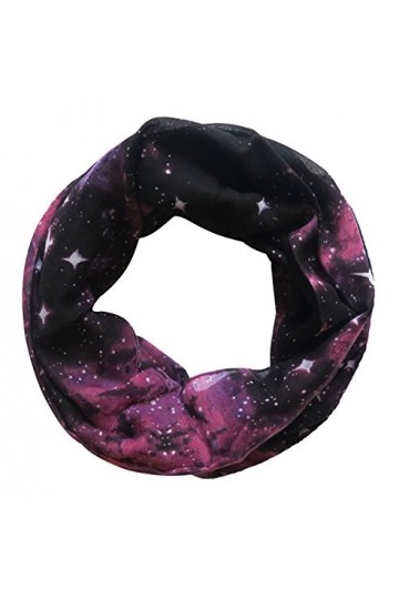 Lina & Lily Écharpe Tube Foulard pour Femme Imprimé Galaxie Étoiles Violet 