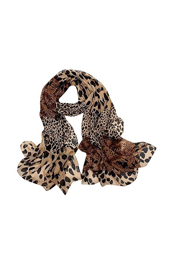 SDFW imprimé léopard écharpe Femmes Petite Soie Cheveux Cravate Bande Foulard Polyvalent en Mousseline de Soie écharpe Access