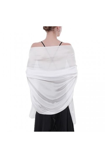 SWAT PANY Étole Châle Pashmina Femme Foulard Robe de soirée Blanc Écharpe de couleur Unie Étole Femme