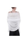 SWAT PANY Étole Châle Pashmina Femme Foulard Robe de soirée Blanc Écharpe de couleur Unie Étole Femme