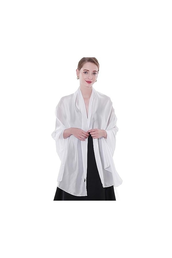 SWAT PANY Étole Châle Pashmina Femme Foulard Robe de soirée Blanc Écharpe de couleur Unie Étole Femme
