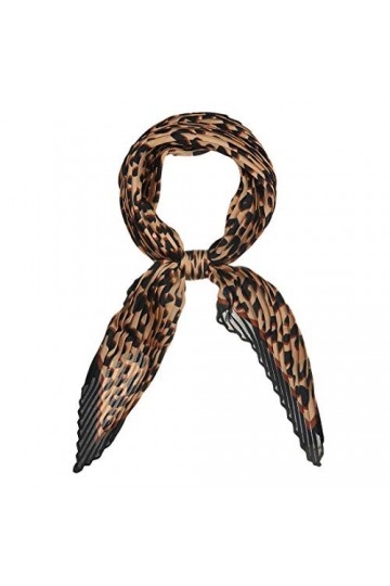 sourcing map Foulard Losange Plissé Imprimé Léopard Foulard Foulard pour Femme Dame Noir Taille unique