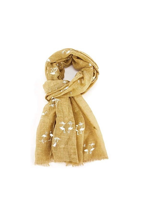 GlamLondon Foulard imprimé flamant rose pour femme - Jaune - Medium