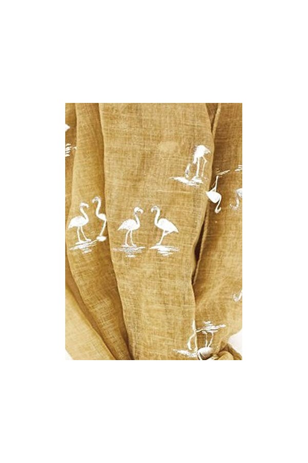 GlamLondon Foulard imprimé flamant rose pour femme - Jaune - Medium