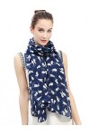 Lina & Lily Écharpe Foulard pour Femme Imprimé Lapin Bleu marine 