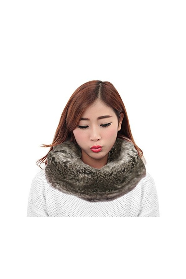 Femmes Dames Écharpe Tube Epais Chaud Foulard de Fausse Fourrure Hiver Automne Châle Etole Thermique Tour de Cou Douce Cache-