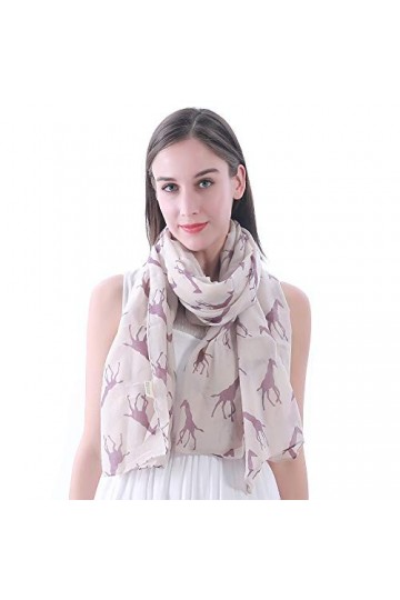 Lina & Lily Écharpe Foulard pour Femme Imprimé Girafe Beige 