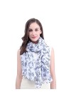 Lina & Lily Écharpe Foulard pour Femme Imprimé Ancre Marine Bleu 