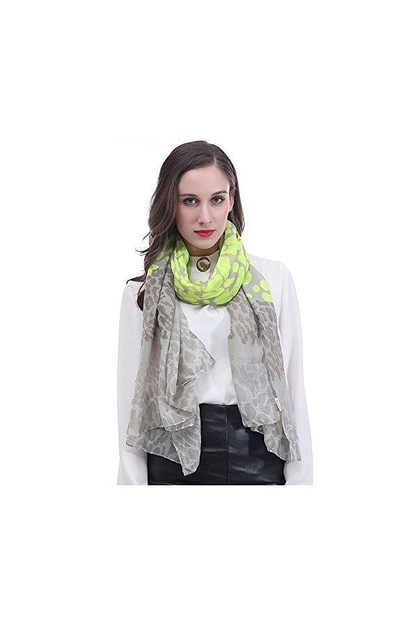 Lina & Lily Écharpe Foulard pour Femme Imprimé Léopard Animal Jaune 