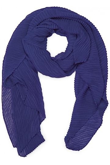 styleBREAKER Foulard plissé uni avec surface finement crêpée, foulard léger, plissé 01016107, bleu roi, taille unique