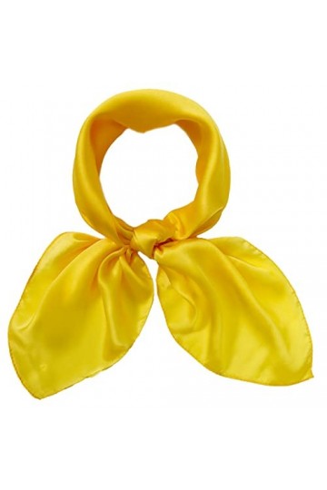 Foulard carré en satin de soie de 70 cm pour femme qui dorment la nuit, jaune, taille unique