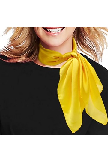 Foulard carré en satin de soie de 70 cm pour femme qui dorment la nuit, jaune, taille unique