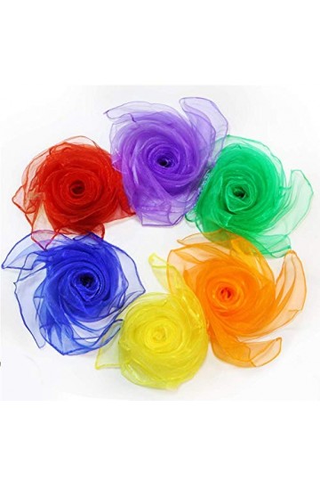 Novelty Place Foulards de danse et de jonglerie 12PCS - Foulard carré en soie avec bords ourlés - Accessoires daccessoires 