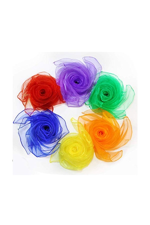 Novelty Place Foulards de danse et de jonglerie 12PCS - Foulard carré en soie avec bords ourlés - Accessoires daccessoires 