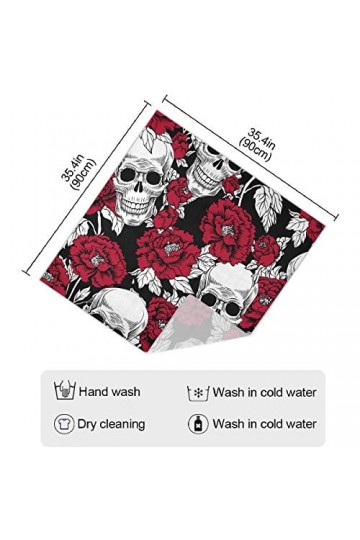 Foulard carré en soie pour cheveux - Jour des morts - Doré - Tête de mort