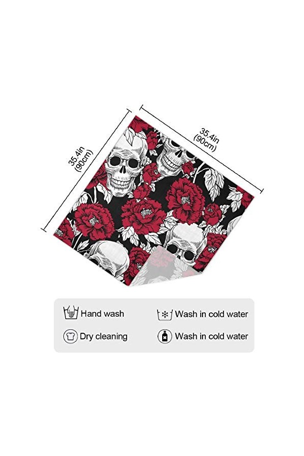 Foulard carré en soie pour cheveux - Jour des morts - Doré - Tête de mort