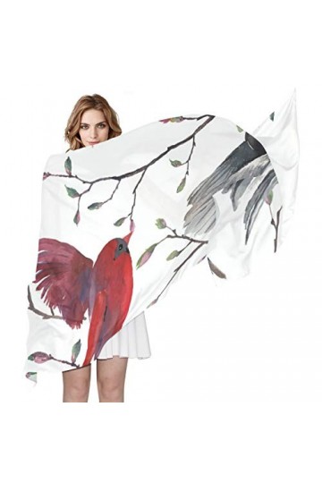 MALPLENA Foulards et écharpes en mousseline de soie pour femme Motif oiseaux, multicolore