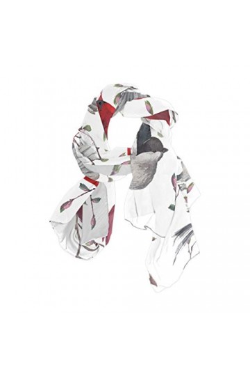 MALPLENA Foulards et écharpes en mousseline de soie pour femme Motif oiseaux, multicolore