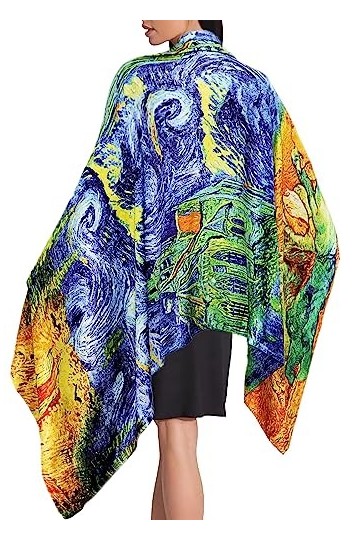 Foulard rectangulaire en soie pour femme - En satin léger - 178 x 89 cm, 01 Bleu marine, 90x180cm