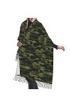 OGNOT Foulard chaud en cachemire à franges pour homme et femme Vert à pois, camouflage, taille unique