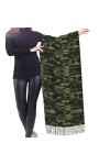OGNOT Foulard chaud en cachemire à franges pour homme et femme Vert à pois, camouflage, taille unique