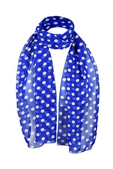 Basic Sense Foulard rétro à pois doux en mousseline de soie légère pour femme, bleu marine, taille unique