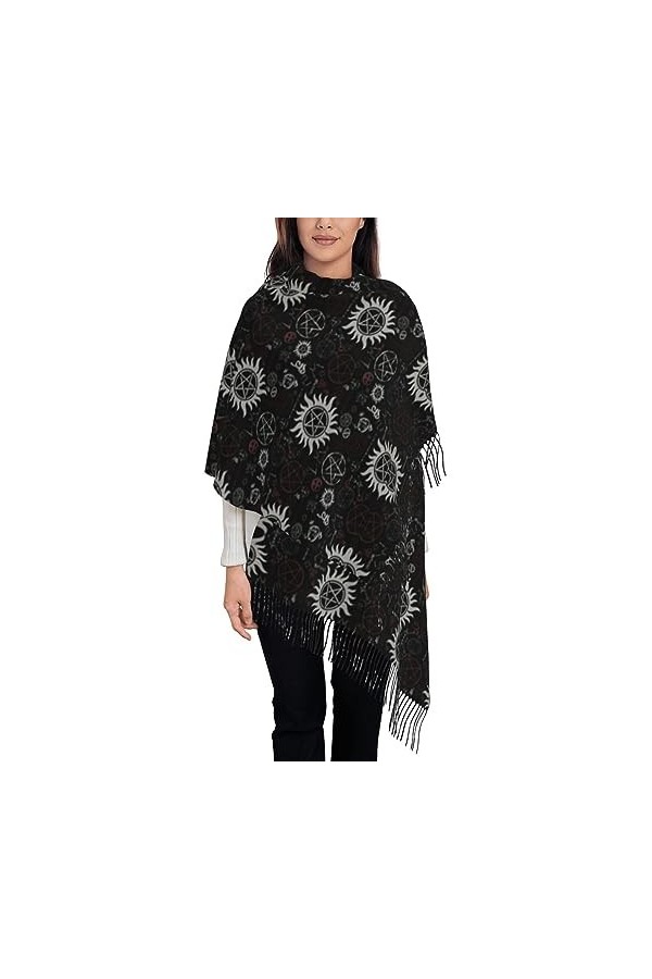 BUULOO Étoiles de lEst Écharpe Châle Femme Longue Écharpe Cadeau pour Elle Pour Toutes Les Saisons Halloween Noël, Symboles 