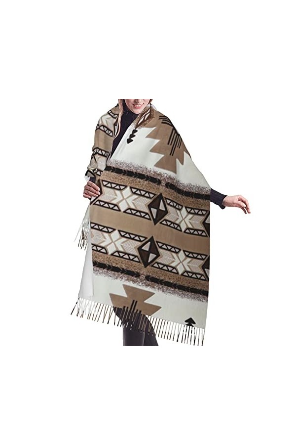 Flying Dove Grande écharpe pashmina toucher cachemire doux et chaud pour homme et femme, Carte du monde rouille, taille uniqu