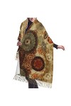 Flying Dove Grande écharpe pashmina toucher cachemire doux et chaud pour homme et femme, Carte du monde rouille, taille uniqu