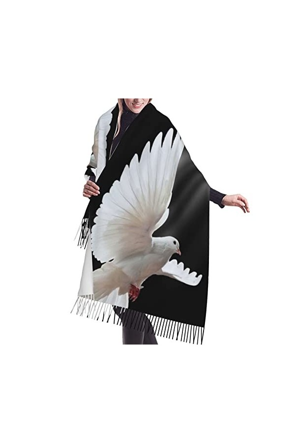 Flying Dove Grande écharpe pashmina toucher cachemire doux et chaud pour homme et femme, Carte du monde rouille, taille uniqu