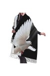 Flying Dove Grande écharpe pashmina toucher cachemire doux et chaud pour homme et femme, Carte du monde rouille, taille uniqu