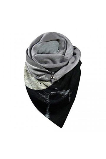 Walaka Echarpes Foulards Châles Triangle Mode Femmes Couleur Unie Écharpe Turban Haute Coton Impressions de chat Bouton Doux 