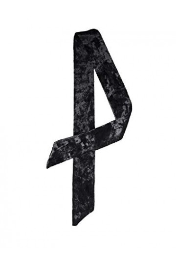 sourcing map Foulard vintage en velours pour femme, couleur unie, long et étroit - Noir - 90